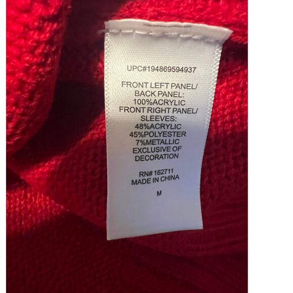 Ugly Christmas Cardigan Sweater - Reindeer Argyle Print Red Size Medium - Picture 7 of 7